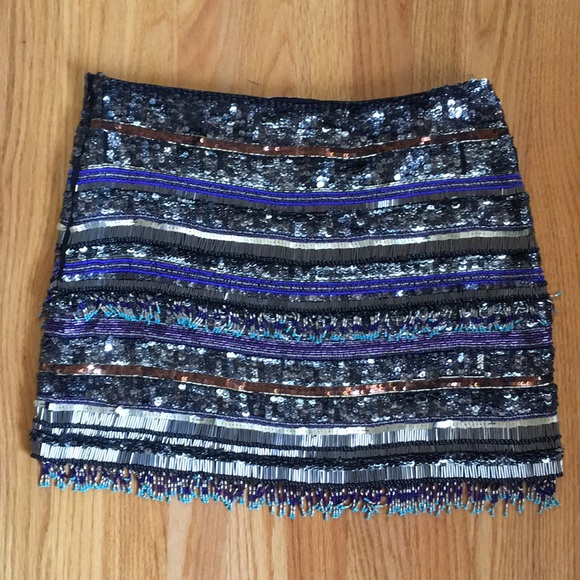 PARKER Black Label All-Over Beaded Mini Skirt Sz 6 - Picture 5 of 7